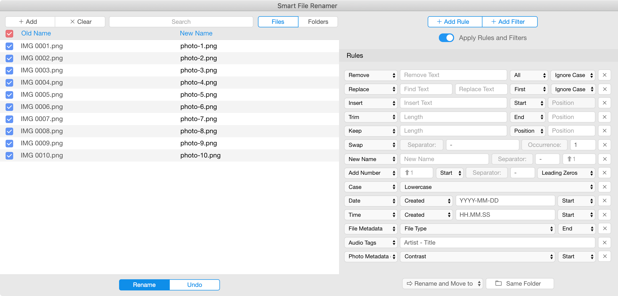 smart batch rename files on mac